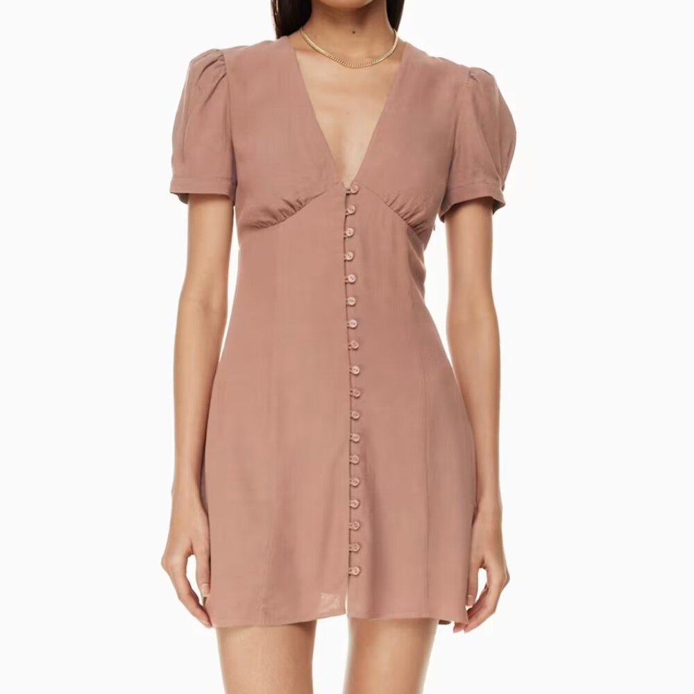 Sandrine Button Up V-Neck Mini Dress | Aritizia | Sz 4